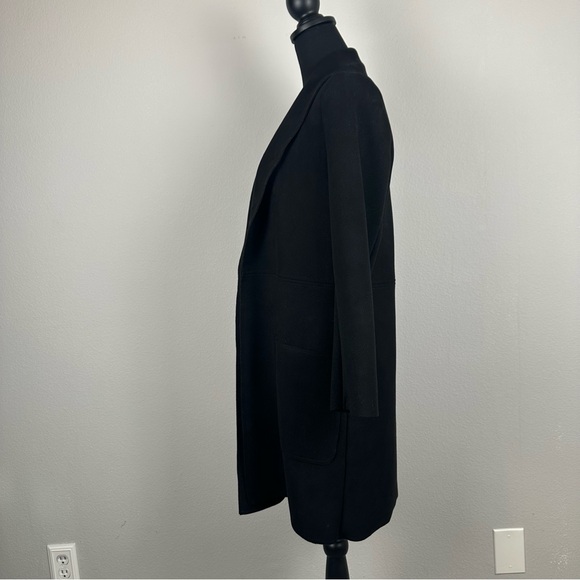 Rielle Open Front Jacket Women Medium Black Faux Suede Stretch Classy Minimalist - Picture 6 of 12